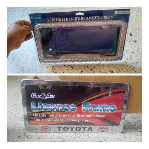 Porta Placa Para Toyota Cromado Y Luces Led Oferta Por Los 3