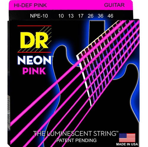 Dr Neon Pink Npe-10 Cuerdas Para Guitarra Eléctrica