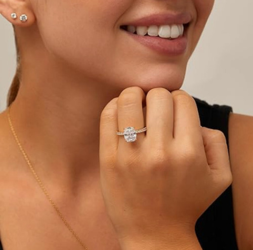Anillo De Compromiso Oro 14 Quilates Zirconia Cúbica