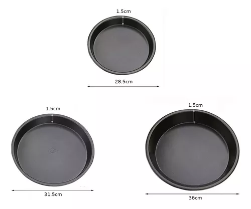 Set 3 Moldes Charolas Para Hornear Pizza De Aluminio 40 Cm Genérica  Resistentes