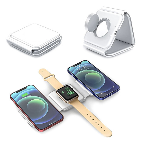 Cargador Inalambrico Rapido Magnetico 3 En 1 Telefono Reloj