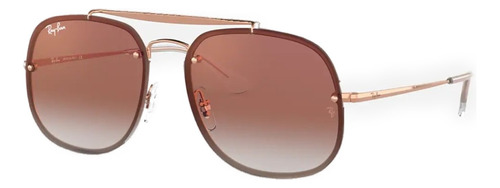 Anteojos de sol Ray-Ban General Blaze Standard con marco de acero color polished bronze-copper, lente red de poliamida degradada/espejada, varilla polished bronze-copper de acero - RB3583N