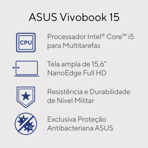 Notebook Asus Vivobook I5 12ª 4gb Ram 256gb Ssd Tela 15 Fhd