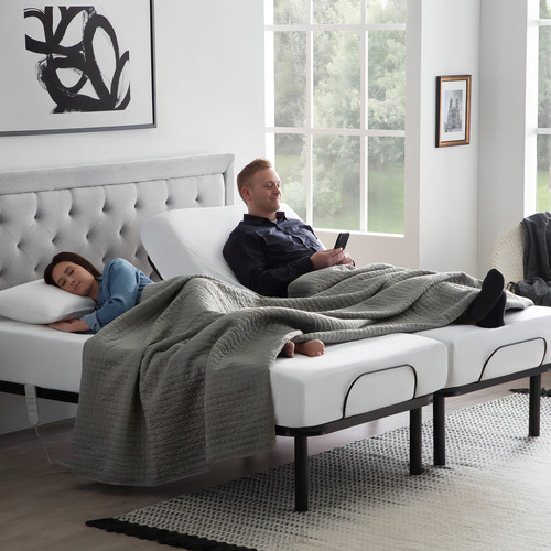 Lucid Cama Queen Size Eléctrica Ajustable - Inclinación En Cabeza Y Pies - Control Remoto Alámbrico Modelo L100