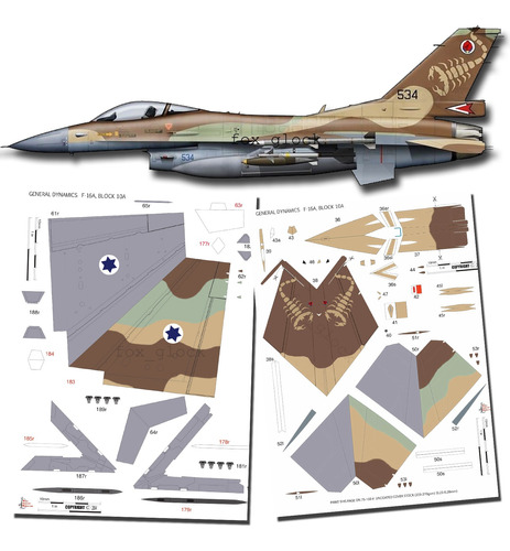 F-16a Block 10a Israel Papercraft 1.33