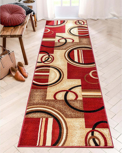 Barclay Arcs  Shapes Red Modern Geometric Area Rug Corr...