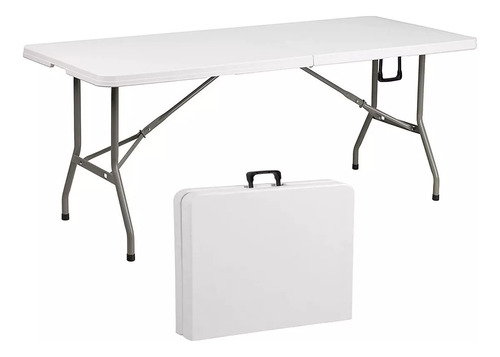 Mesa Plegable Camping 180 X 75 Cms Portátil Color Blanco