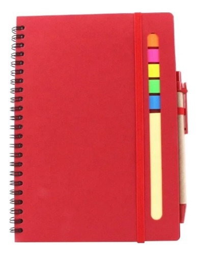 Libreta Cuaderno Con Pluma Y Separadores Color Rojo