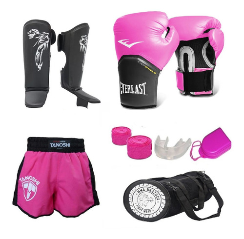 Kit De Boxe Muay Infantil Luva 8 Oz Short E Acessórios