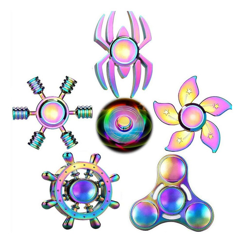 5pcs Rainwbow Snitch Fidget Dedos Mão Spinners Metal