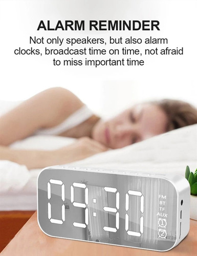 Reloj Despertador Con Espejo Digital Con Parlante Bluetooth