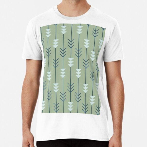 Remera Sage Green And Monoline Arrow Pattern Algodon Premium