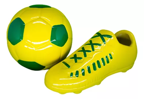 BOLA DE FUTEBOL CERAMICA VERDE E AMARELO