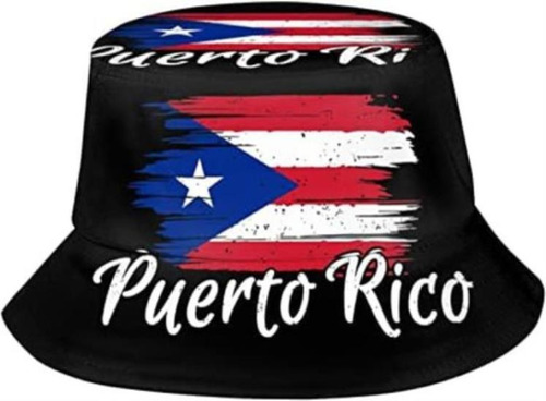 Sombrero Pescador Con Bandera Puerto Rico, Gorra Sol A Moda,