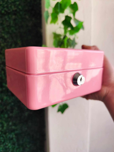 Mini Caja De Seguridad Para Dinero Rosa