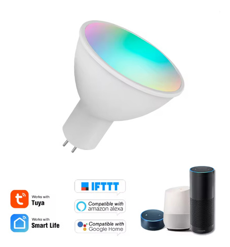 Foco Led Inteligente Con Control Por Voz Tuya Blanco Cálido