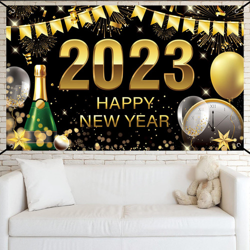 Banner De Feliz Ano Novo 2023 Pano De Fundo Jardim Estilof