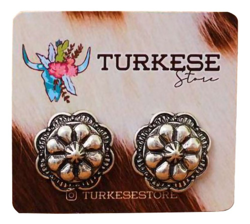 Brinco Country Flower Concho Turkese Store Br364