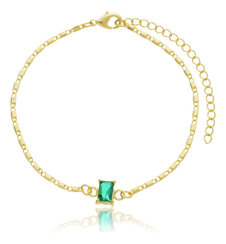 Colar Choker Esmeralda Folheado A Ouro 18k