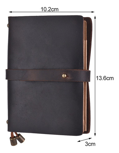 Caderno De Couro Portátil Para Diário De Viagem