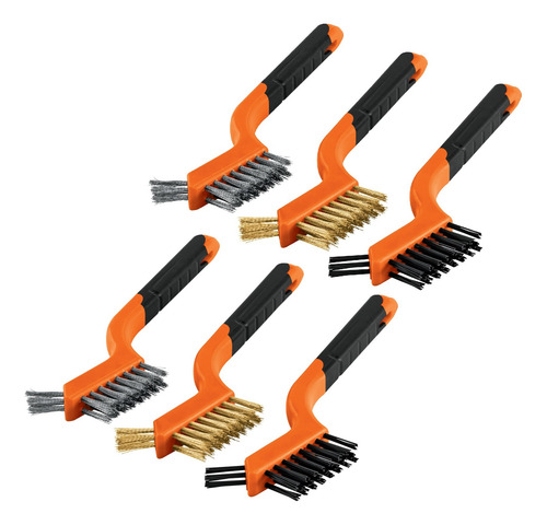 Juego De 6 Mini Cepillo De Nylon Laton Y Acero De 0.5/0.15mm