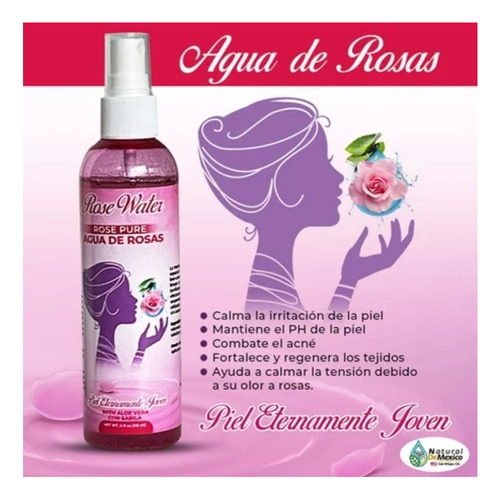 Rose Water Agua De Rosas Con Aloe Vera 118ml 