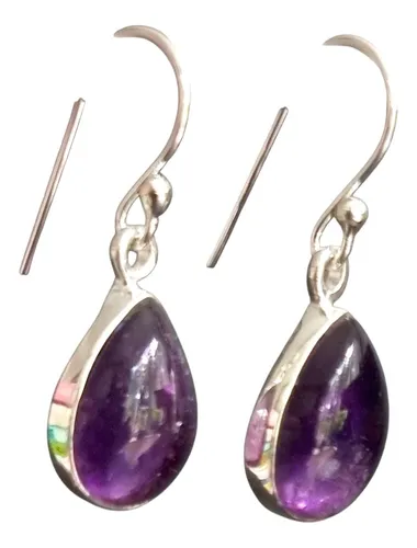 comprar Aretes De Plata Ley 925 Con Piedra Natural Amatista- Joyeros