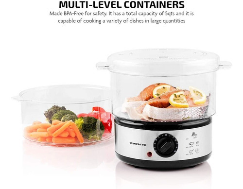Vaporera Eléctrica Para Alimentos De 2 Niveles Ovente Color Cromo Frecuencia 0 Mhz