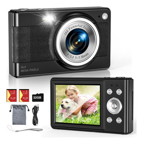 Cámara Digital Fhd 1080p 56 Mp Para Niños Con Zoom 16x