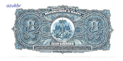* Haiti 2 Gourdes L. 1919 Tyvek P.231a Fe Leve Mancha Rev *