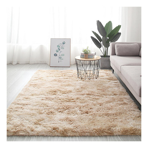 Alfombra de felpa Furry Rug de 2,00 x 2,40 cm, suave, color beige mixto