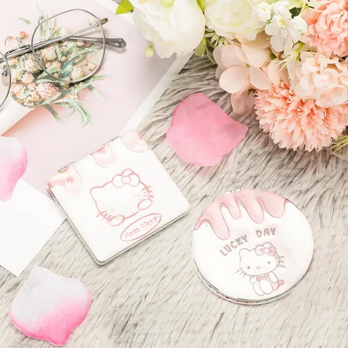 Espejo De Maquillaje Compacto Cute Kitty - 2 Espejos Compact