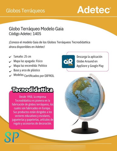 Globo Terráqueo Con Realidad Aumentada De 25 Cm Con Luz Led