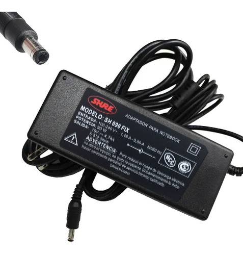 Imagen 1 de 3 de Cargador P/ Notebook Toshiba 19v 4.74a Pin 5.5x2.5 Cnf90w-2