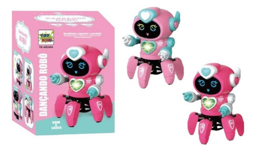 Robô Lady Face Digital Aranha Dançante Som Luz Rosa