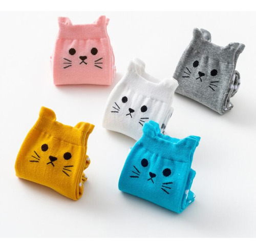 Calcetines Japoneses Adorables Con Forma De Gato Redondo Par