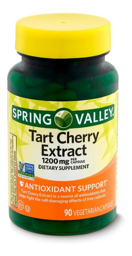 Extracto dietético de cereza ácida Spring Valley, 1200 mg, 90 cápsulas, sabor estadounidense, sin sabor