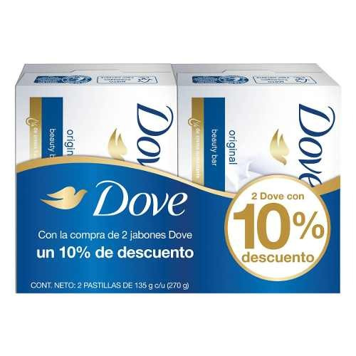 Jabón Dove Blanco X 2 Unidades 135 Gr + 10% Más