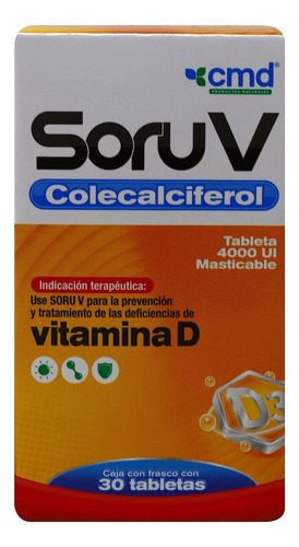 Vitamina D C/30 Tabletas Masticables 4000 Ui Colecalciferol