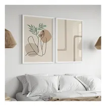 Comprar 2 Cuadros Nordicos Abstractos 45 X 30 Marco Y Vidrio D060mb