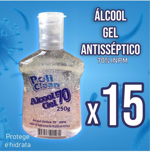 12 Álcool Gel 70% Antivirus Anti Bactericida 250 G + Nfe