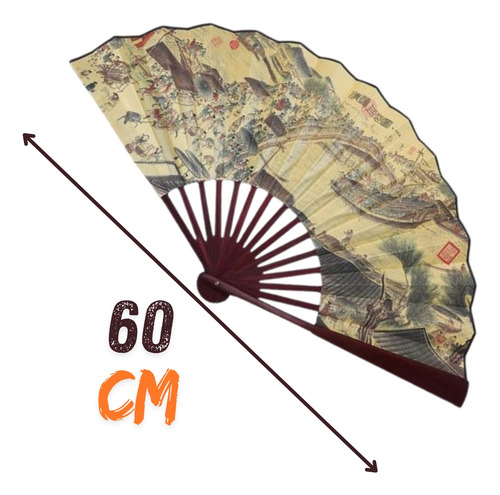 Kit 3 Leques Dobrável Bambu Cosplay Chinês Japão Kung Fu