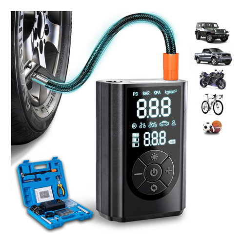 Compresor De Aire Portátil Para Inflar Neumáticos Con Kit Pr