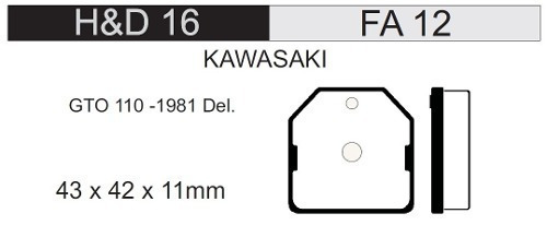 Pastilla Freno Kawasaki 110 Gto Hd16