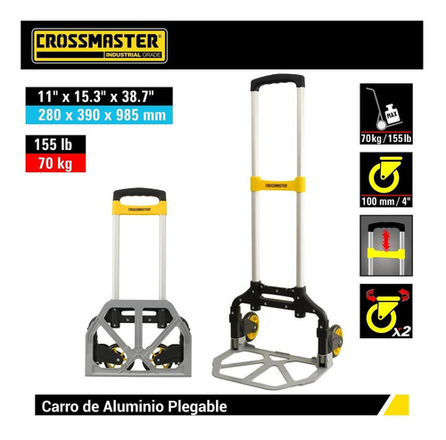 Imagen 2 de 4 de Carro Aluminio Plegable 70 Kg Crosmaster 9931128