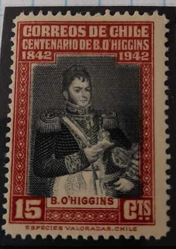 Sello Postal - Chile - Centenario De La Muerte De Ohiggins