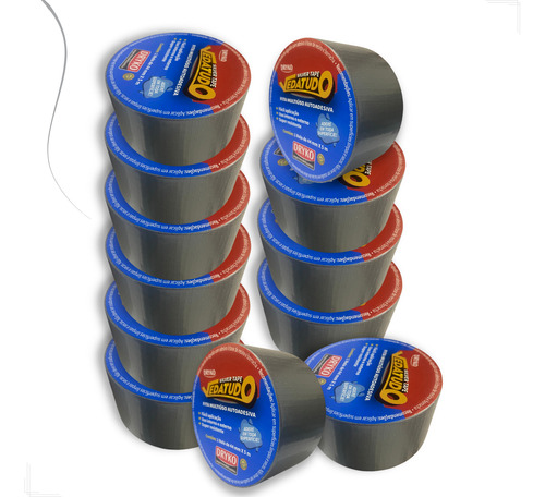 Fita Multiuso Silver Tape Cinza Adesiva 10x44mm Kit 12un