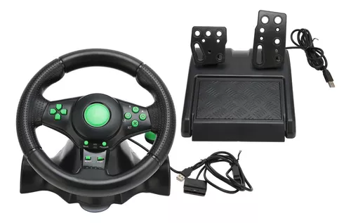 Simulador de conducción de PC, volante USB para juegos de automóvil, freno  de mano + pedal de embrague ángulo ajustable, PC compatible/portátil, negro