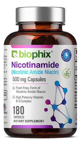 Vitamina B3 nicotinamide 0,018 Oz, 100 capsulas