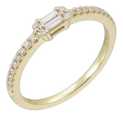 Anillo Minimalista Con Diamantes Talla Baguette En Oro 18k.